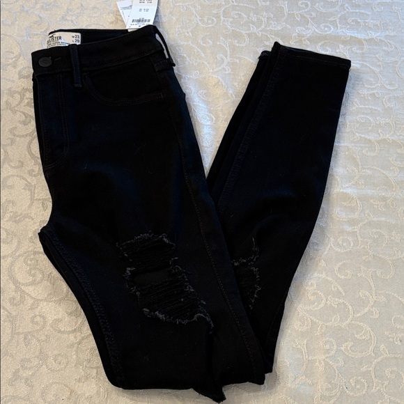 Hollister Curvy High Rise Super Skinny 00R Tipped Black Jeans - Picture 16 of 16